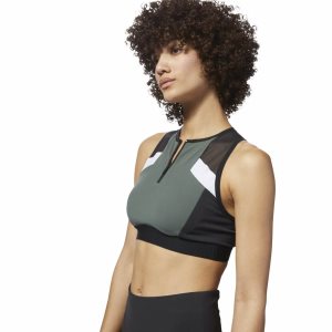 Reebok Colour Block Crop Top Damen - Grün - DE 417-JWN